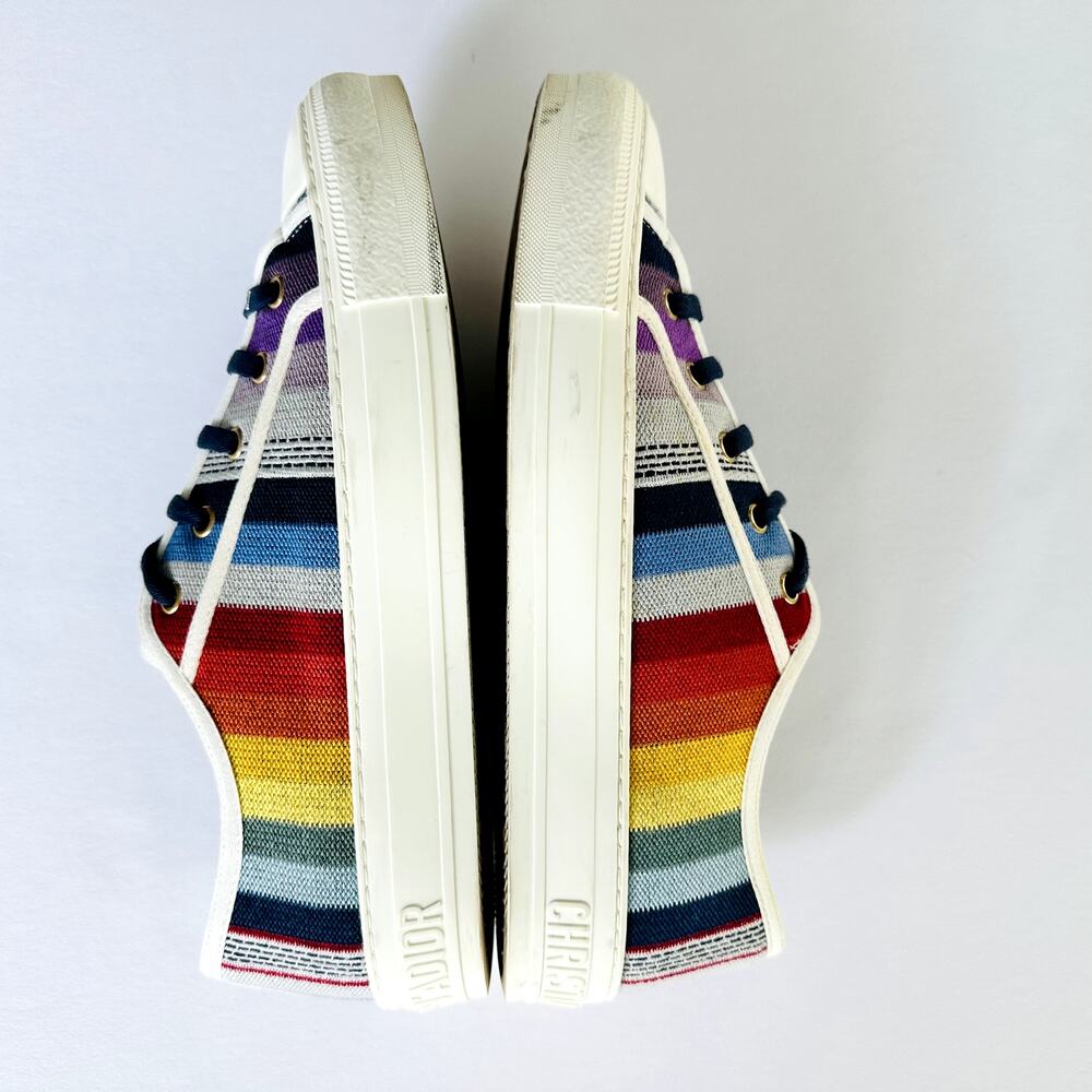 Christian Dior Canvas Rainbow Walk'N'Dior Low Top Sneakers 40 Multicolor Ladies - Picture 7 of 13